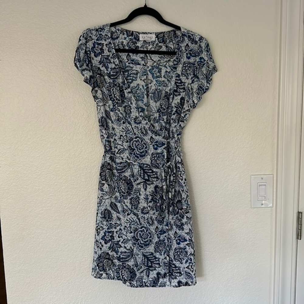 Velvet wrap dress floral viscose small